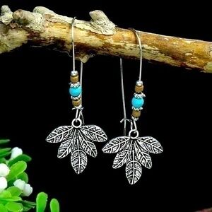 Southwest Style Blue And Green Turquoise Silver Earrings